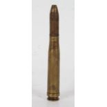 Second World War German 2cm H.E. Flak round, brass case with projectile, inert