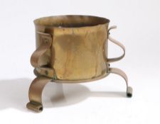 First World War Trench art pot  made from a German 15 cm shell case, fluted rim, mounted on three
