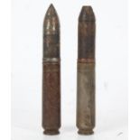 Second World War German 2cm MGFF aircraft cannon shells, dated 1940 and 1941 to base, inert, (2)