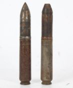 Second World War German 2cm MGFF aircraft cannon shells, dated 1940 and 1941 to base, inert, (2)