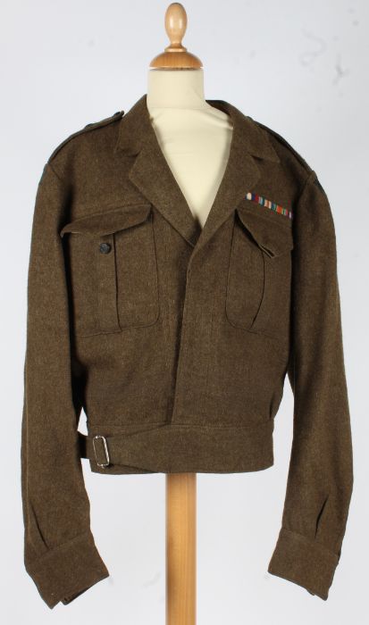 Second World War British Battledress Blouse to an officer in the Rifle Brigade, black Rifle regiment