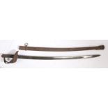 Italian 1860 Pattern Cavalry Troopers Sword, curved fullered steel blade, stamp to ricasso appears