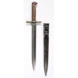 Swiss 1918 Pattern Knife Bayonet, double edged steel blade, marked to the ricasso with the maker '