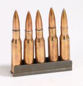 Charger clip of five Russian Mosin Nagant 7.62 X 54R rounds, inert