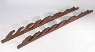Late 18th/Early 19th century Spanish Sword Rack/hanger, carved oak, wall mounted