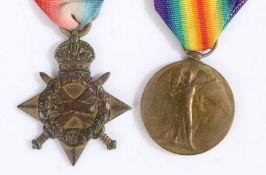 First World War pair of medals, 1914-15 Star, and Victory Medal (M-7128 J.A. WATSON. S.B.A. R.N.)