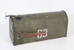 U.S. Military Mailbox, embossed with 'U.S. Mail, Approved by the Postmaster General' to the