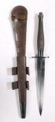 Second World War British Second Pattern Fairbairn Sykes Fighting Knife, double edged blackened steel