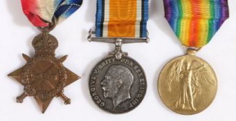 First World War casualty trio of medals,1914-15 Star, 1914-1918 British War Medal and Victory