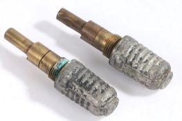 Two First World War French Artillery Fuzes, developed in 1889 and known as 'Beehive' fuzes due to