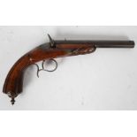 19th century rimfire Salon Target Pistol, octagonal barrel, central hammer, polished half stock with
