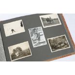 Second World War German photograph album, fabric covered boards, photos of Army, Luftwaffe and