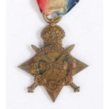 First World War Somme casualty medal, 1914-15 Star (21082 PTE. T.E. WATSON. W. YORK. R.), records