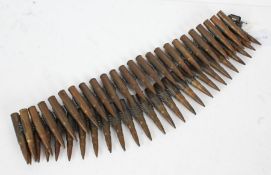 Second World War German belt of 7.92mm link machine gun ammunition, 49 rounds,inert