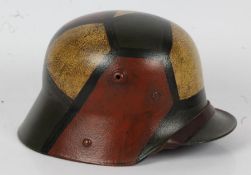 Refurbished First World War German M16 helmet, completely repainted with replacement liner and