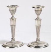 Pair of George V silver candlesticks, Sheffield 1918, maker William Hutton & Sons Ltd. with oval