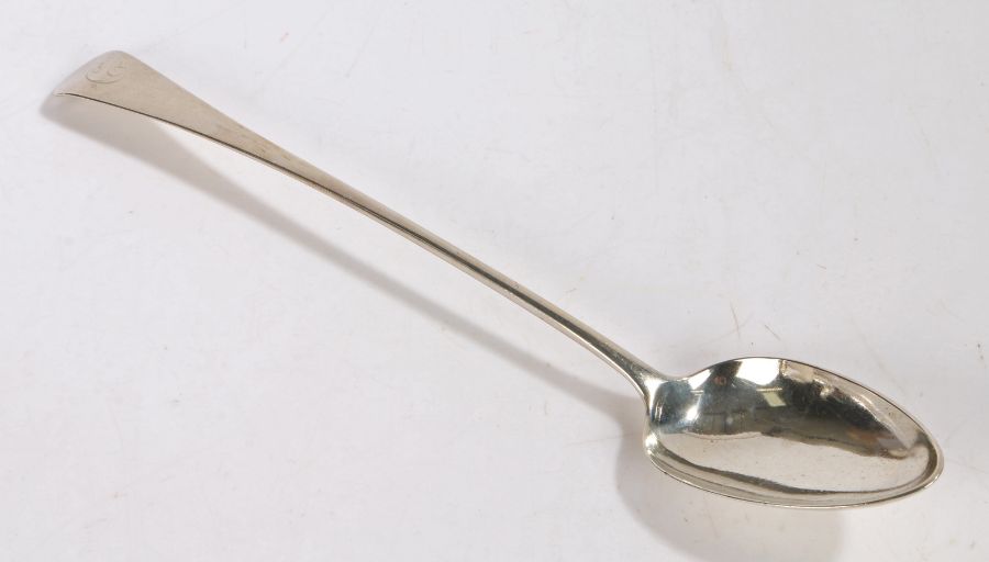 George III silver basting spoon, London 1815, maker JW, the old English pattern handle initialled C, - Image 4 of 4