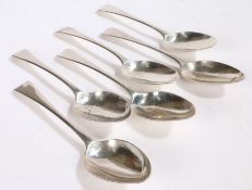 Set of six George III silver tablespoons, London 1809, maker William Eley, William Fearn and William