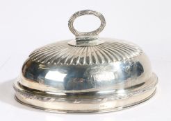 A George III silver meat cover, London 1808, maker Naphthali Hart, of oval demi-gadrooned form, with