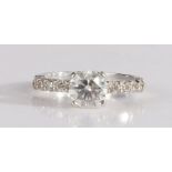An impressive diamond solitaire ring, the head set with a round brilliant cut diamond approx 1.22ct,