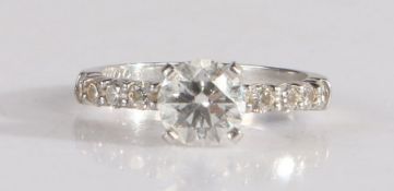 An impressive diamond solitaire ring, the head set with a round brilliant cut diamond approx 1.22ct,