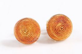 Pair of 18 carat gold earrings, the head in the form of spiral, stamped 750, weight 2.9 grams