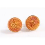 Pair of 18 carat gold earrings, the head in the form of spiral, stamped 750, weight 2.9 grams