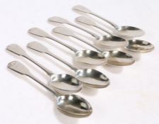 Set of eight George III silver teaspoons, London 1818, maker Richard Britton, the shell pattern