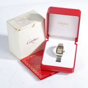 Cartier Santos ladies gold and stainless steel wristwatch, the signed white dial with Roman numerals