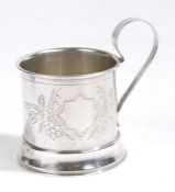 Russian 84 zolotnik tea glass holder, Moscow, late 19th Century, with loop handle, the body with