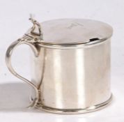 George III silver mustard pot, Newcastle 1790, maker John Langlands, of drum form, the hinged lid