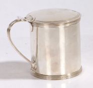 George III silver mustard pot, Newcastle 1790, maker John Langlands, of drum form, with hinged lid