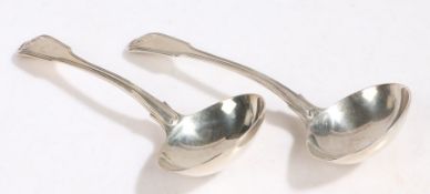 Pair of George IV silver ladles, London 1823, maker George Turner, with fiddle thread and shell