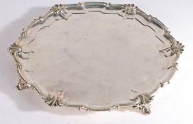 George V silver salver, London 1927, maker Henry Hodson Plante, with acanthus leaf and scroll cast