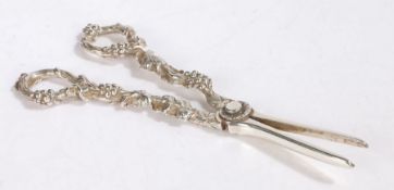 Pair of Victorian silver grape scissors, London 1858, maker Chawner & Co. (George William Adams),