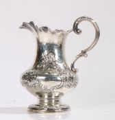 Victorian silver milk jug, London 1839, maker James Charles Edington with acanthus leaf capped