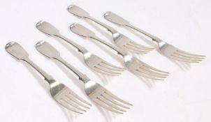 A set of six Victorian silver dessert forks, London 1850, maker Chawner & Co. (George William