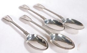 Four Victorian silver tablespoons, Birmingham 1896, maker Elkington & Co Ltd. the fiddle pattern