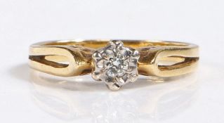 18 carat gold and diamond solitaire ring, the head set with a single claw mounted illusion set
