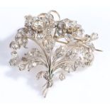 Victorian Diamond floral spray brooch, the brooch set with diamonds of various sizes to form a