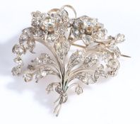 Victorian Diamond floral spray brooch, the brooch set with diamonds of various sizes to form a