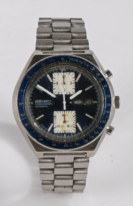 Seiko chronograph automatic 6138-0030 "Kakume" stainless steel gentleman's wristwatch, the signed