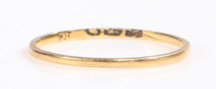 William IV gold wedding band, dated 1836, makers marks RC, weight 0.8 grams