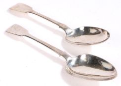 William IV silver table spoon, Exeter 1836, maker John Stone, the fiddle pattern handle initialled