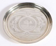 Late 19th Century Russian 84 zolotnik silver dish, Moscow 1891, the central filed with depiction