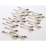 Twenty Elizabeth II silver coffee spoons and two tea spoons, Sheffield 1960 and 1983, maker Walker &
