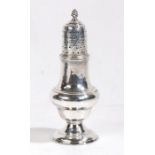 George III silver sugar caster, London 1781, makers mark rubbed, the swirled finial above a