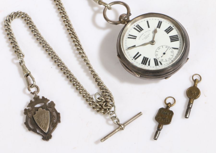 Edward VII silver open face pocket watch, the case Chester 1904, maker Albert Yewdall, the white