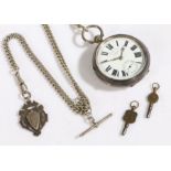 Edward VII silver open face pocket watch, the case Chester 1904, maker Albert Yewdall, the white