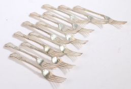 Twelve Elizabeth II silver table forks, Sheffield 1960 and 1983, maker Walker & Hall, with kings